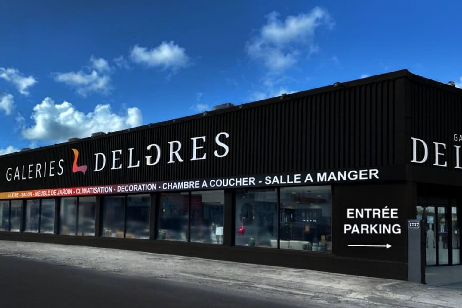 Devanture du showroom Galeries Delgrès à Jarry
