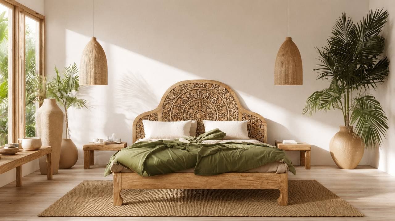 Lit Marocco Bois Massif